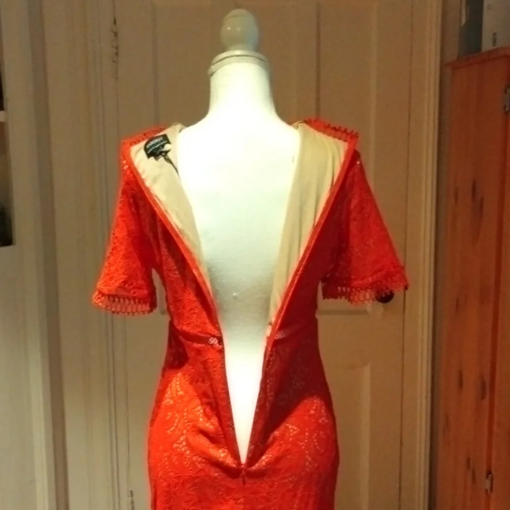 Theodora Lace Dress in Fire Red - Picture 12 of 16